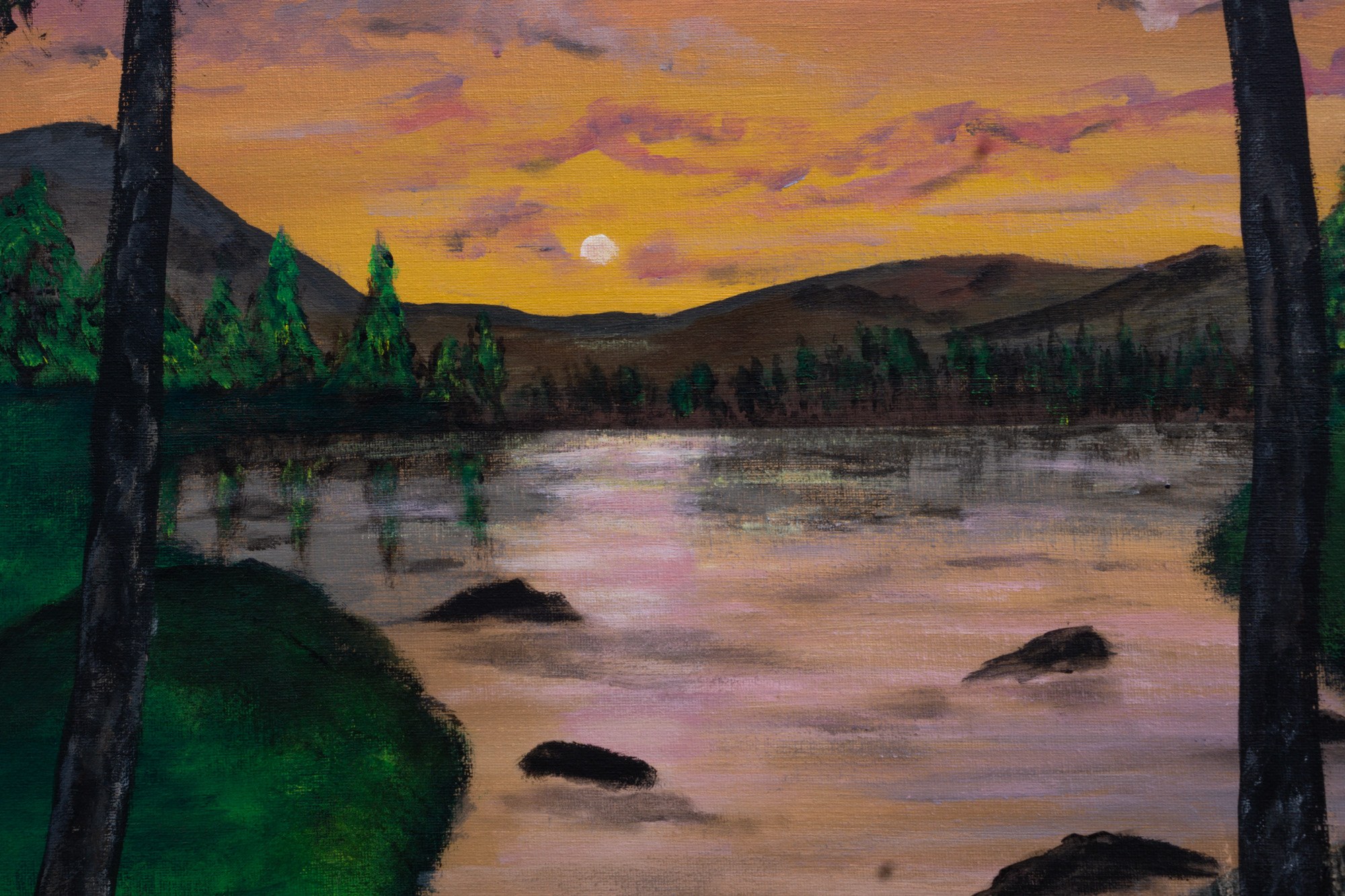 Close-up of brushwork in an original painting by Gary Hartman