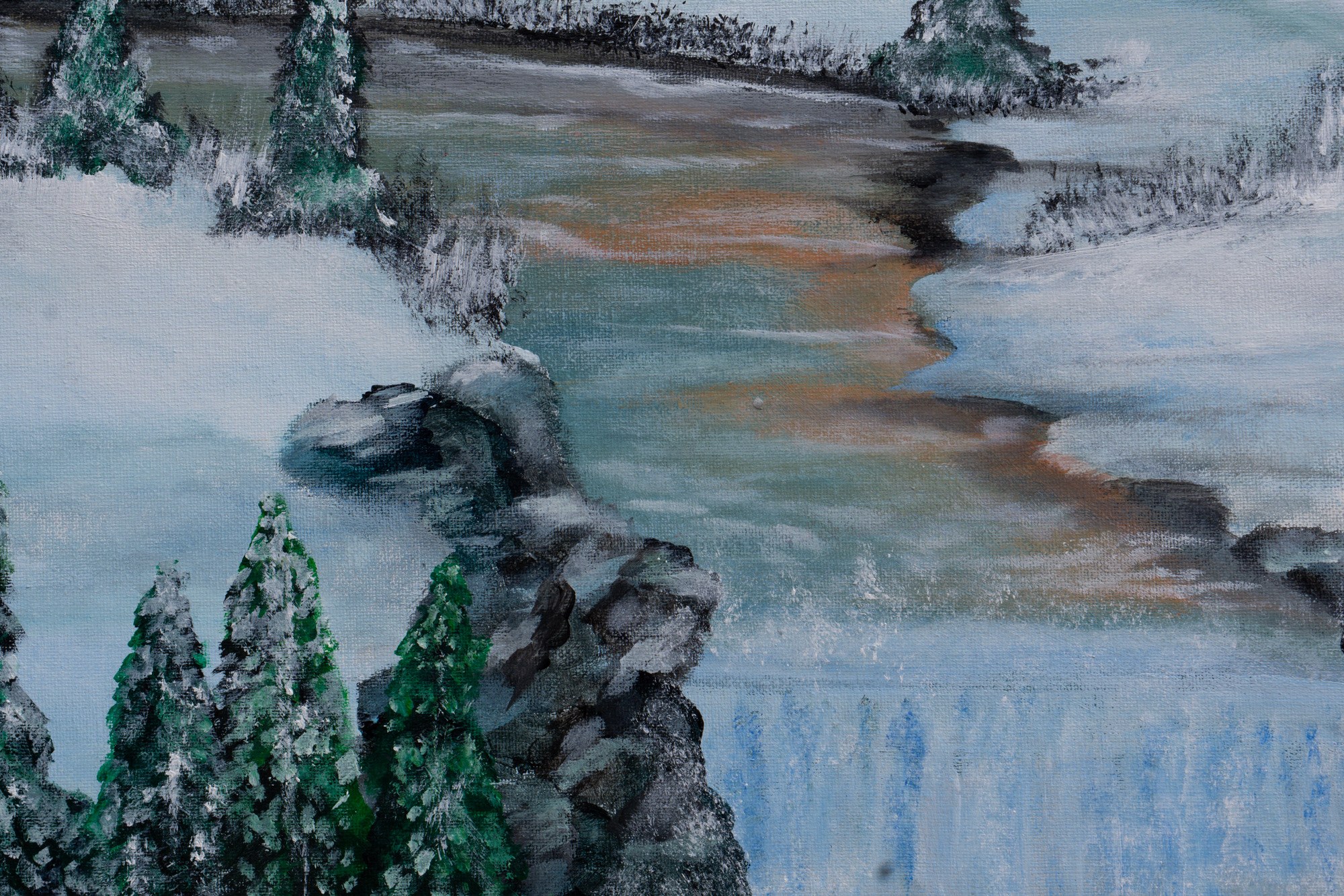 Close-up of brushwork in an original painting by Gary Hartman